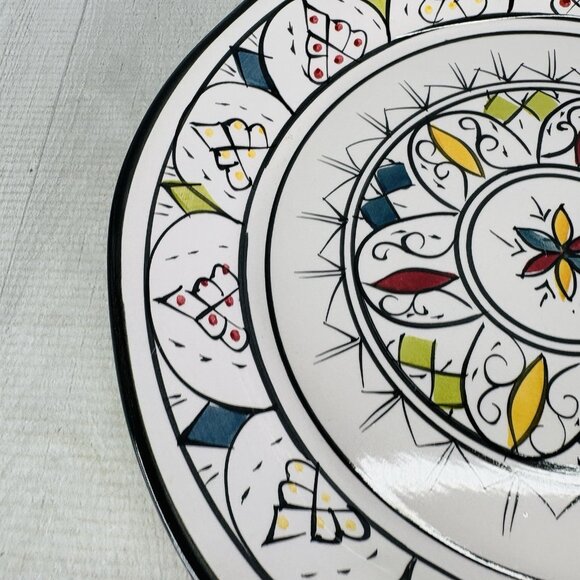 Tabletops Gallery GUADALAJARA Multicolor Diamonds Dots Dinner Plates Set OF 2 - Picture 12 of 16